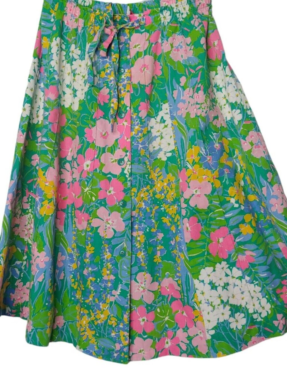 Vintage Hunter Sportswear Skirt Size 16 Floral Button Elastic Cottagecore Hippie